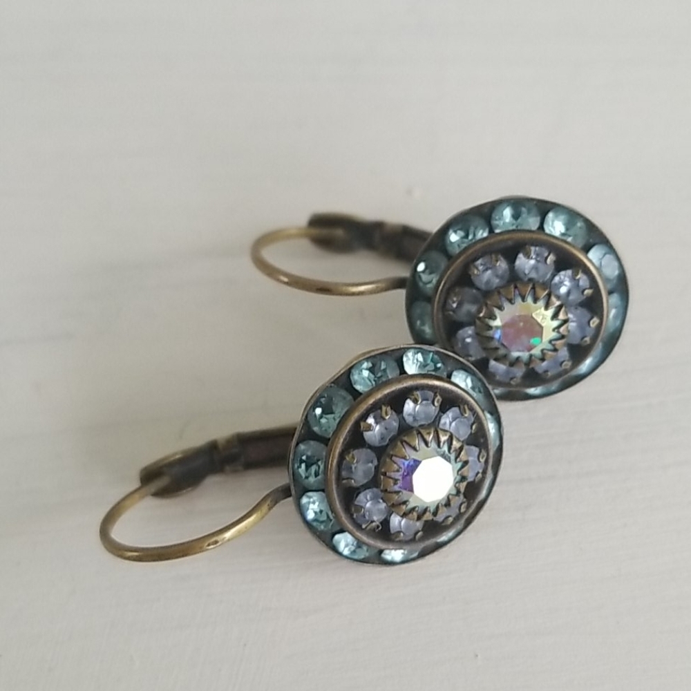 Liz Palacios Earrings antique bronze Swarovski vgc